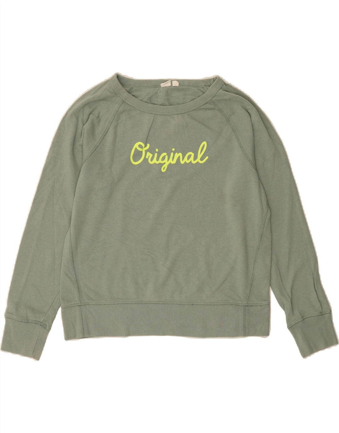 GAP Womens Graphic Sweatshirt Jumper UK 14 Medium Green Cotton Vintage Gap and Second-Hand Gap from Messina Hembry 