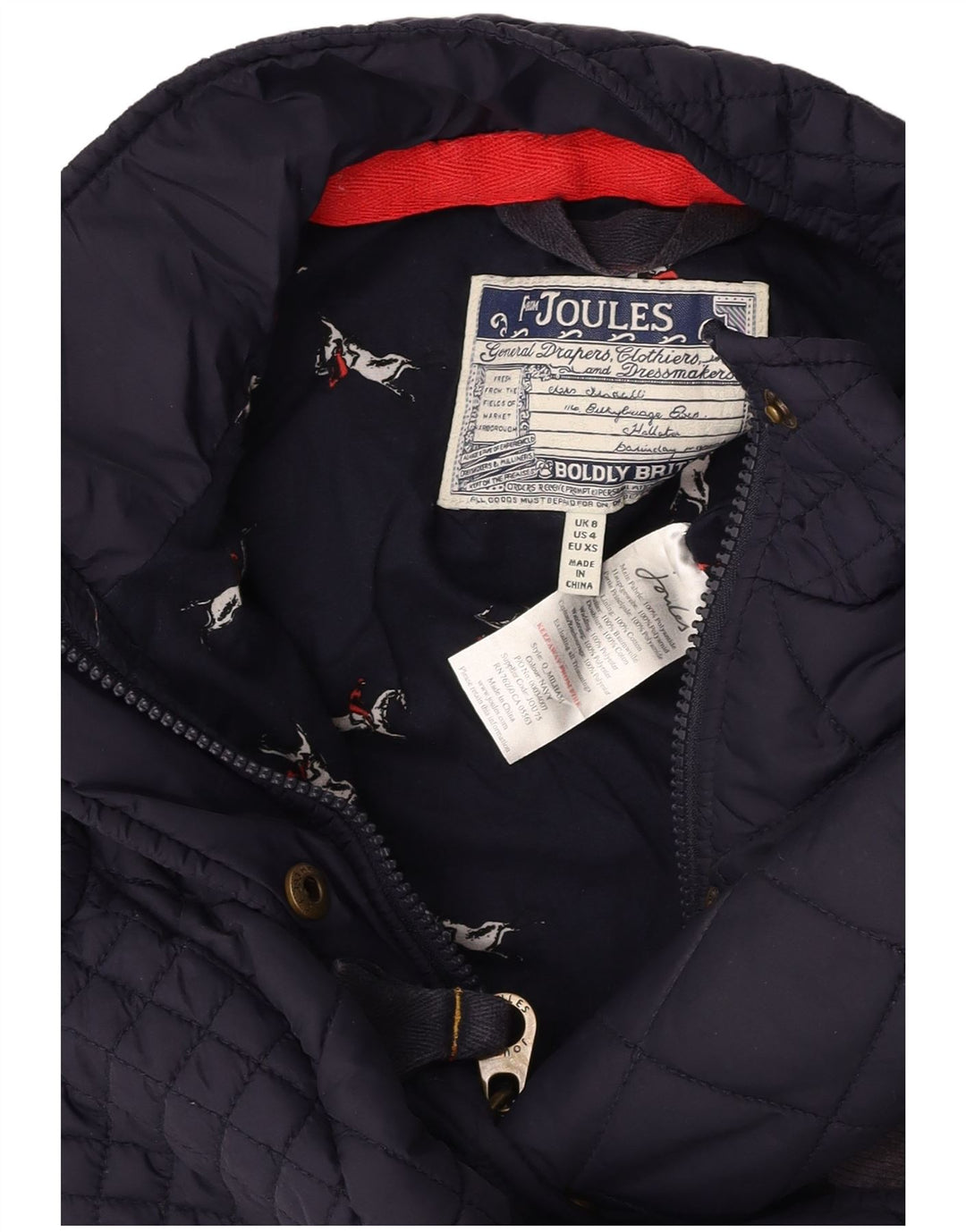 JOULES Dame Quilted Gilet UK 8 Small Navy Blue Polyester
