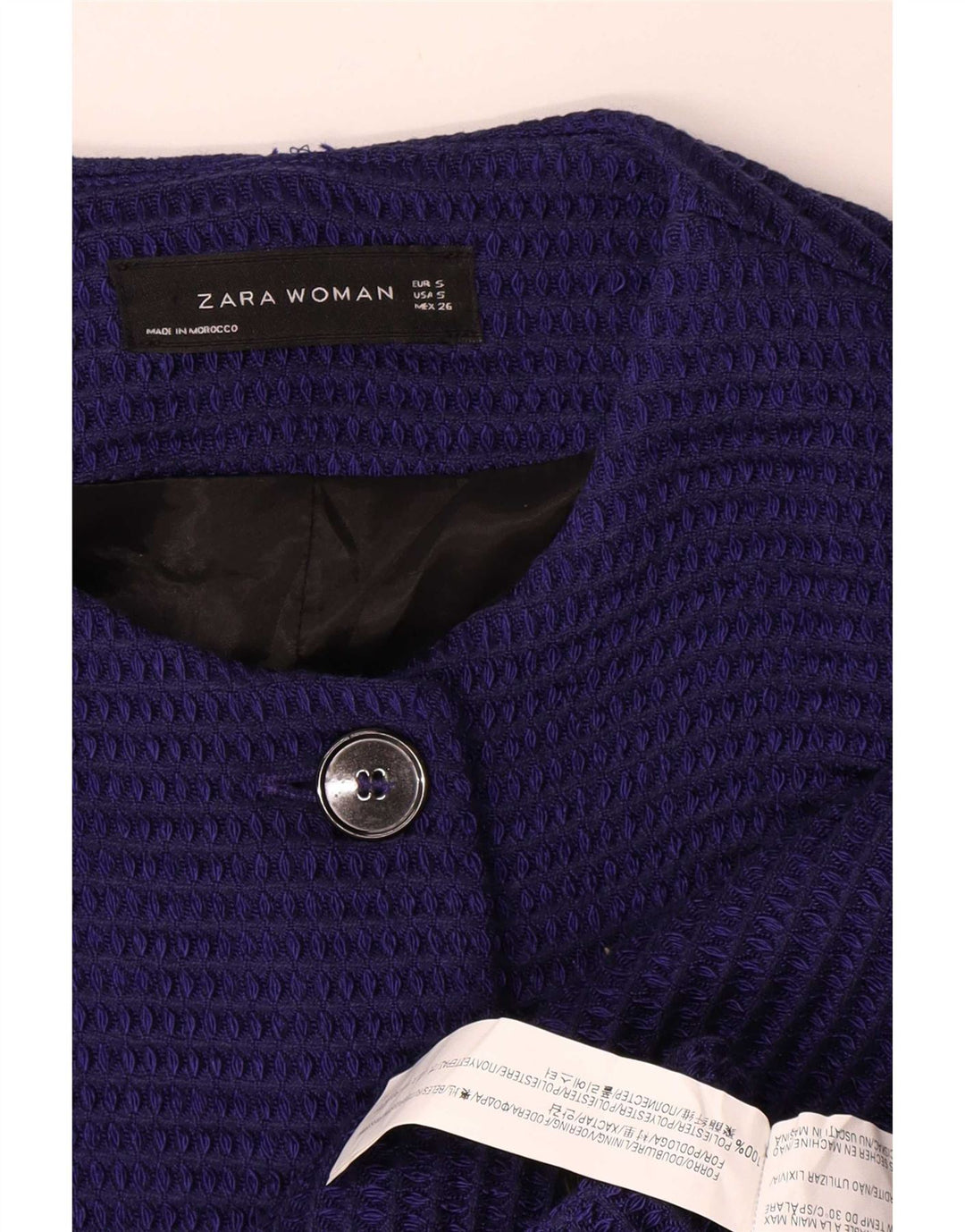 Zara Dame Overfrakke UK 10 Small Navy Blue