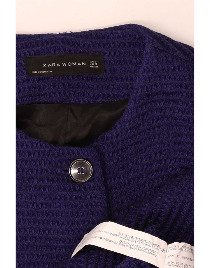 Zara Dame Overfrakke UK 10 Small Navy Blue