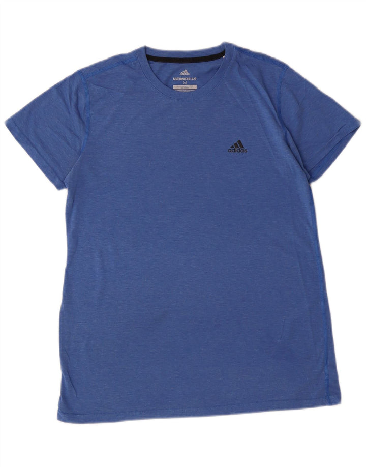 Adidas Dame T-Shirt Top UK 12 Medium Blue Flecked Polyester
