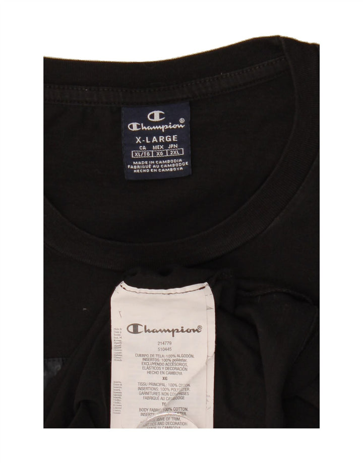 CHAMPION Mens Graphic T-Shirt Top XL Black Cotton Vintage Champion and Second-Hand Champion from Messina Hembry 