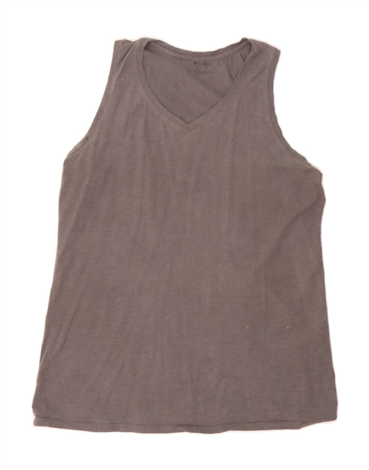 CHAMPION Womens Vest Top UK 14 Large Grey Cotton Vintage Champion and Second-Hand Champion from Messina Hembry 