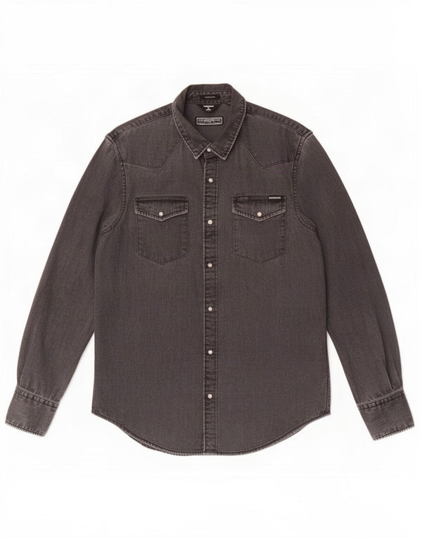 Superdry Denimskjorte til mænd i klassisk pasform, stor grå bomuld