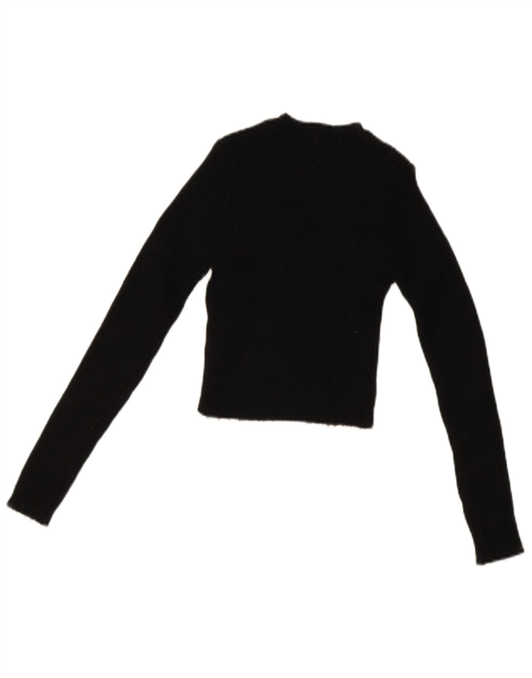 Zara Womens Crop Crew Neck Jumper Sweater UK 12 Medium Black Viscose