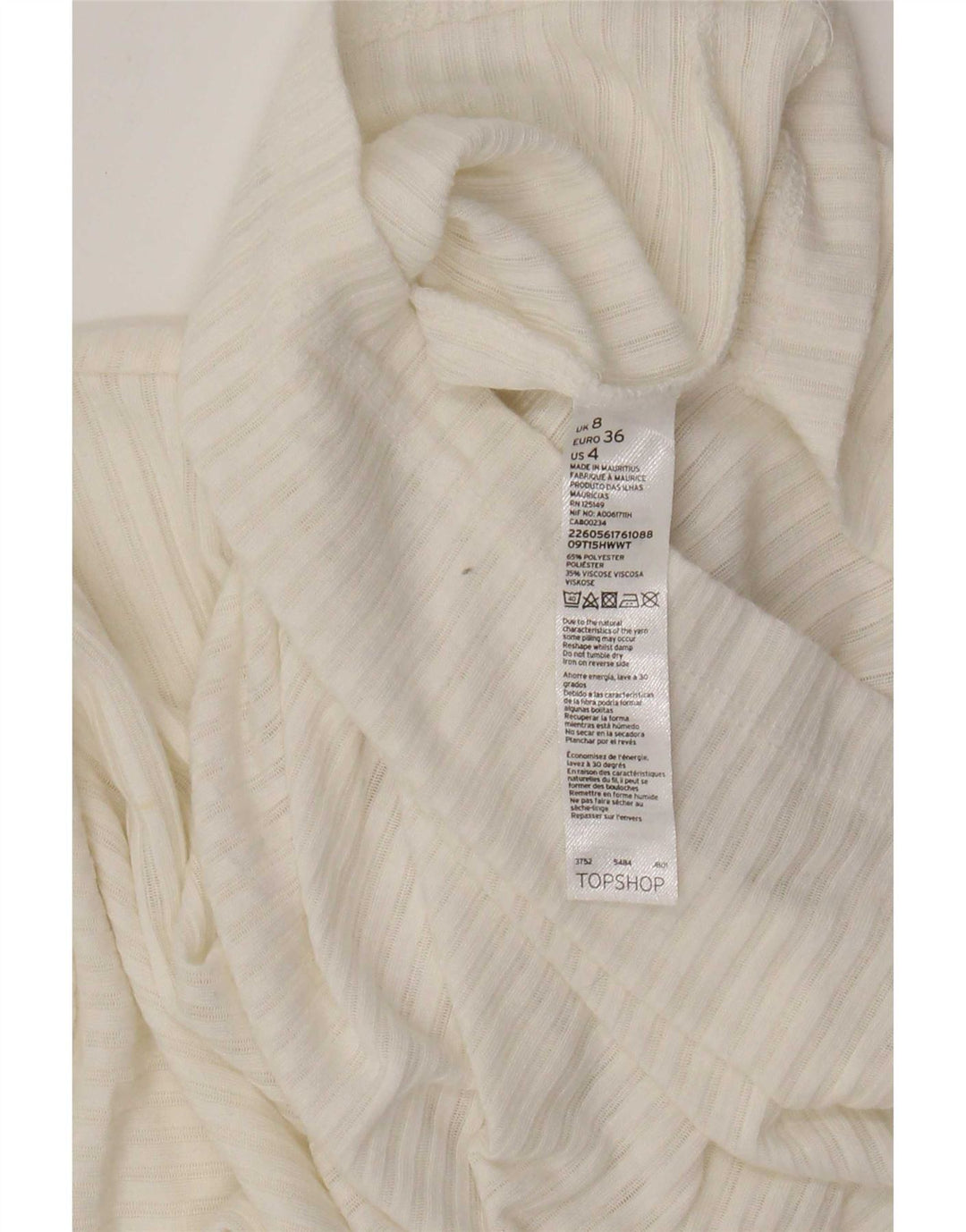 Topshop Dame Top Langærmet UK 8 Small White Polyester