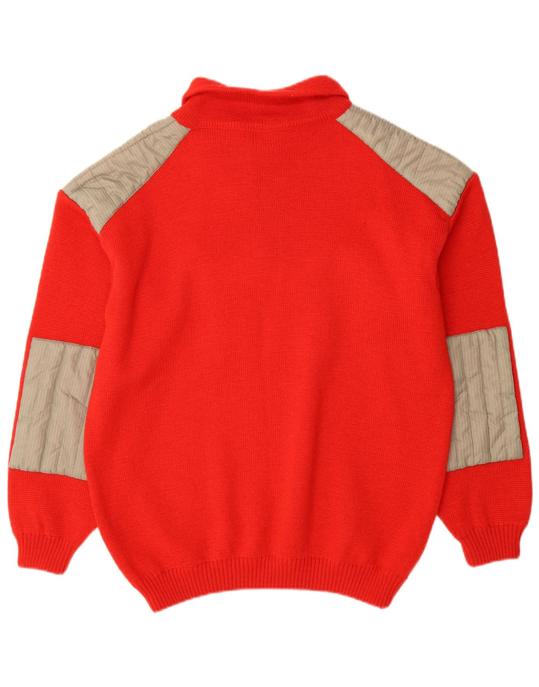Volkl Herre Zip Neck Jumper Sweater IT 52 Stor Rød Colourblock Uld
