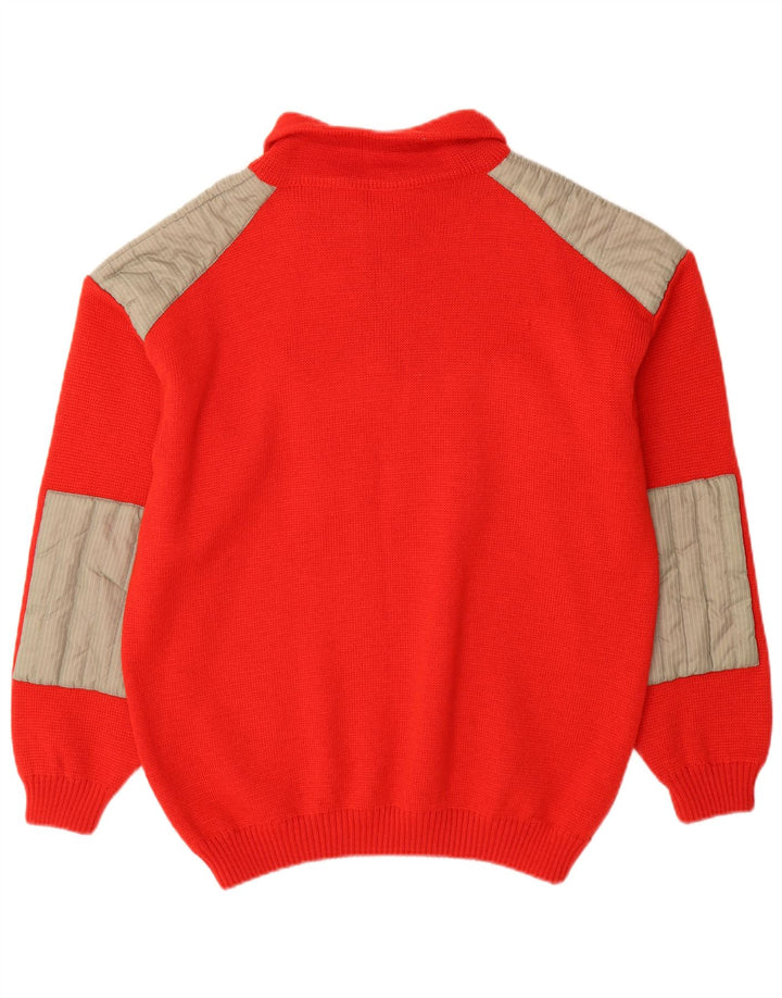 Volkl Herre Zip Neck Jumper Sweater IT 52 Stor Rød Colourblock Uld