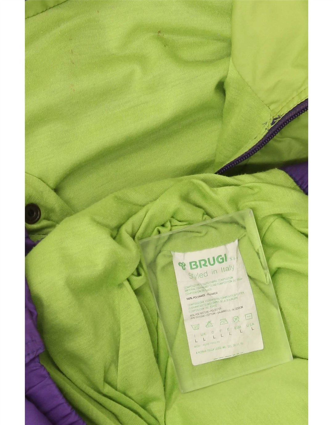 Brugi Herre Pullover Regnjakke UK 40 Stor Lilla Colourblock Polyamid