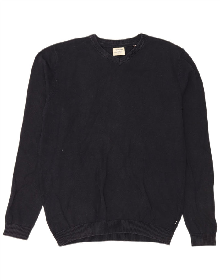 JACK & JONES Herre V-hals sweater Medium Marineblå