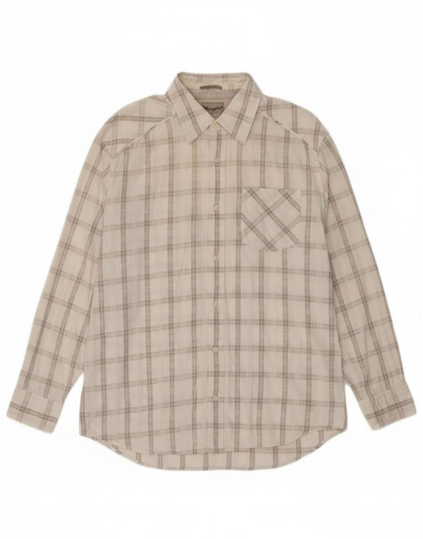 Wrangler Mens Classic Slim Fit Shirt XL Off White Check Cotton