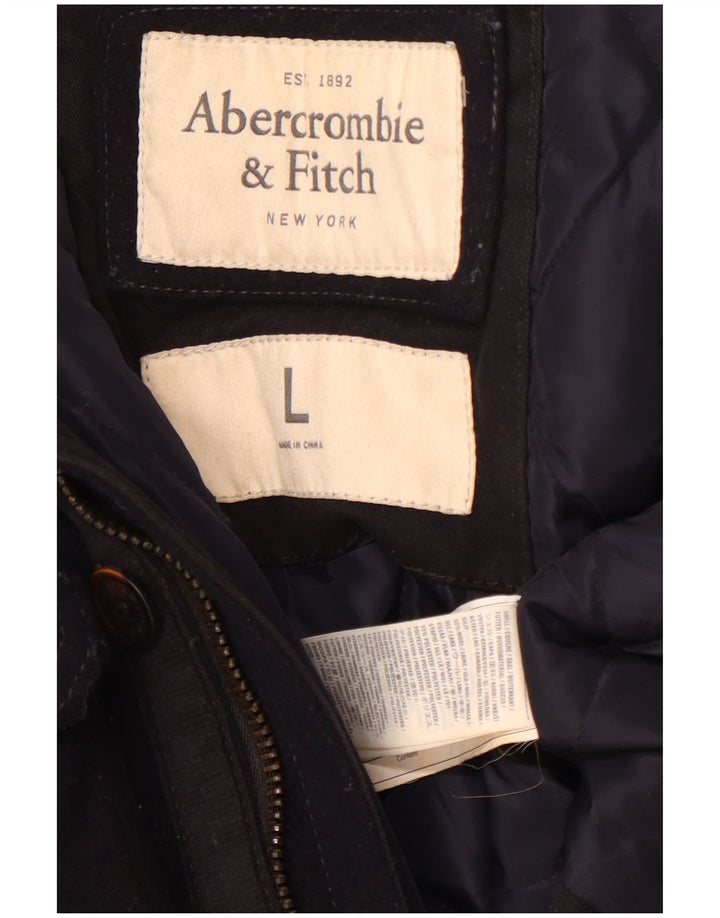 Abercrombie & Fitch Herre Military Jacket UK 40 Large Navy Blue Wool