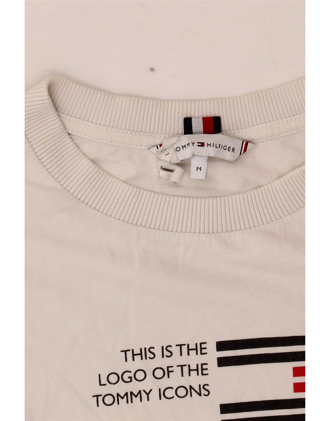 Tommy Hilfiger Dame Grafisk T-Shirt Top UK 14 Medium White