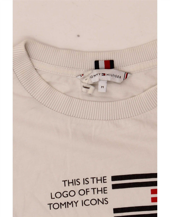 Tommy Hilfiger Dame Grafisk T-Shirt Top UK 14 Medium White