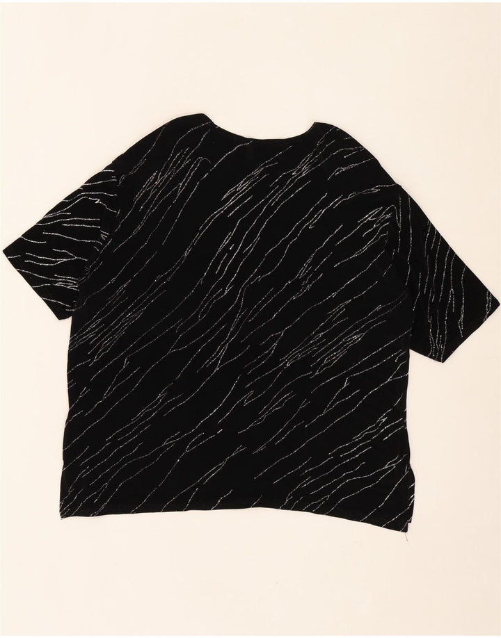 VINTAGE Womens Blouse Top UK 16 Large Black Pinstripe Acetate Vintage Vintage and Second-Hand Vintage from Messina Hembry 