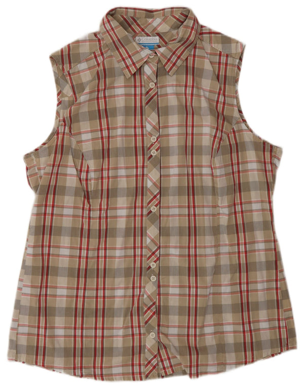 Columbia Womens Sleeveless Shirt UK 18 XL Beige Plaid Cotton