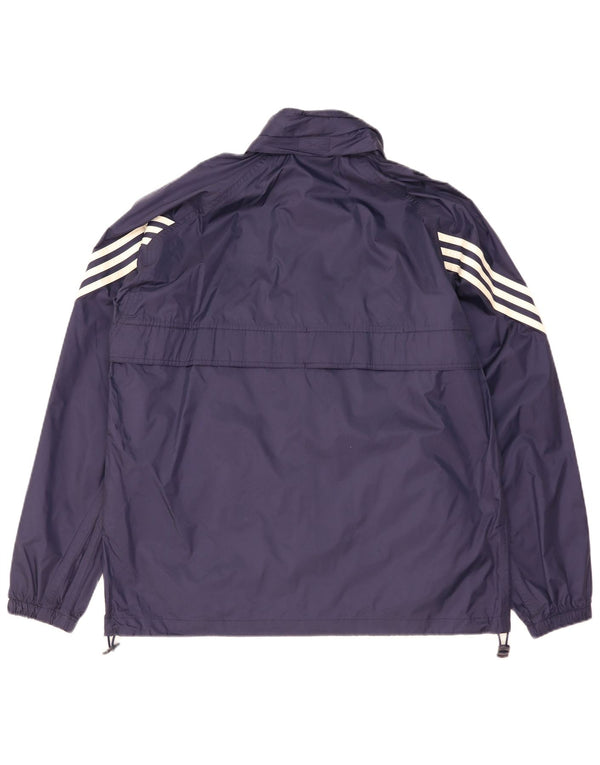 Adidas Herre Hætte Loose Fit Regnjakke UK 36/38 Small Navy Blue Polyamide