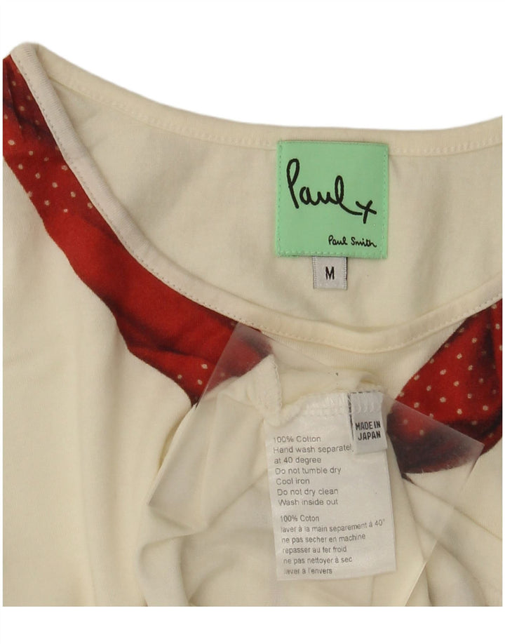 Paul Smith Grafisk T-shirt top til kvinder UK 12 Medium hvid bomuld