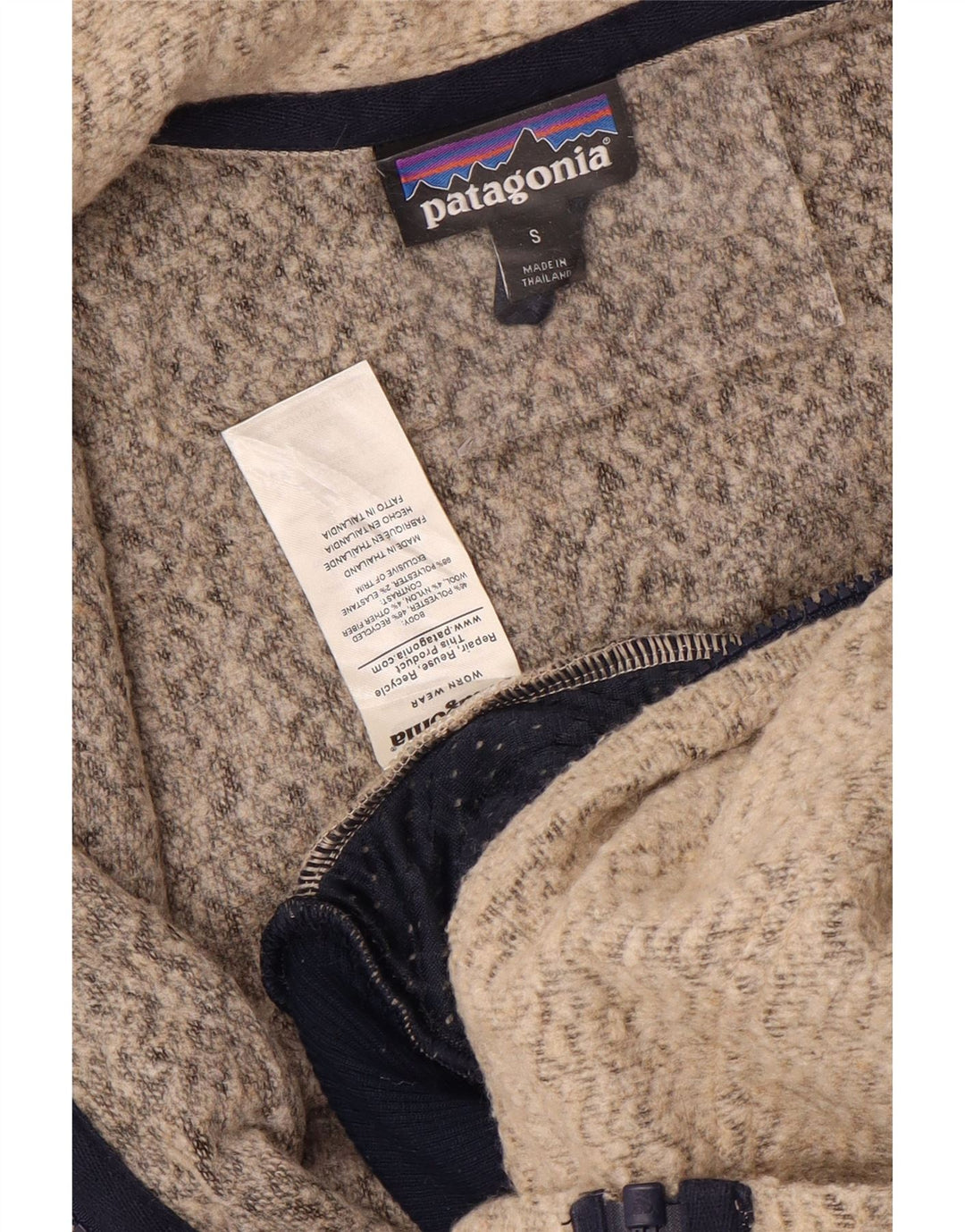 Patagonia Herre Fleecejakke UK 36 Small Beige Chevron Polyester