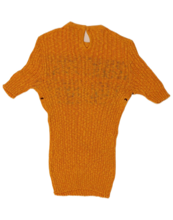 Vintage strikbluse til kvinder IT 48 XL Yellow Fair Isle
