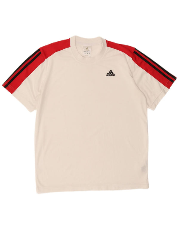 Adidas Herre T-Shirt Top UK 40/42 Medium White Colourblock Polyester