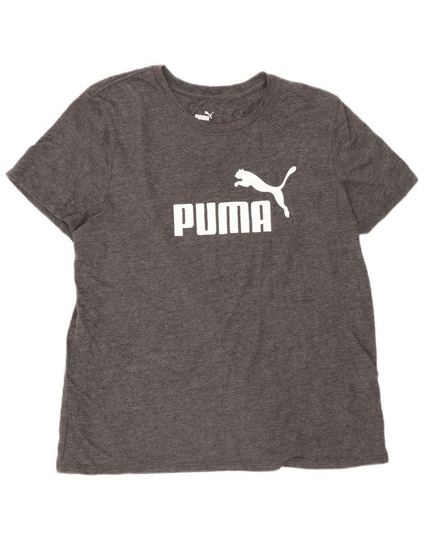 Puma Grafisk T-Shirt Top UK 16 Stor Grå Bomuld