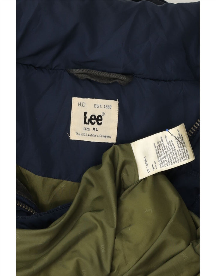 Lee Herre hættepolstret jakke UK 44 XL marineblå polyester