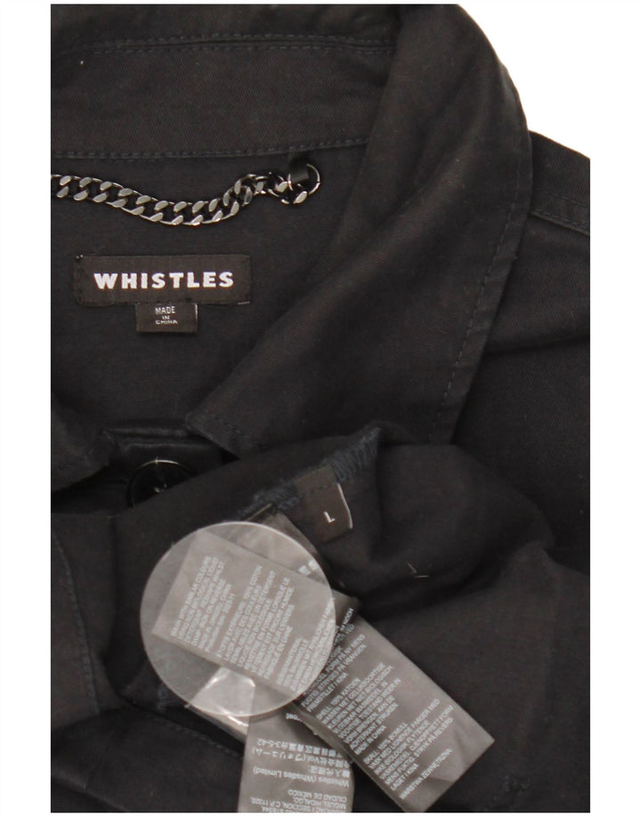 Whistle Womens Oversized Utility Jacket UK 16 Large Black Cotton