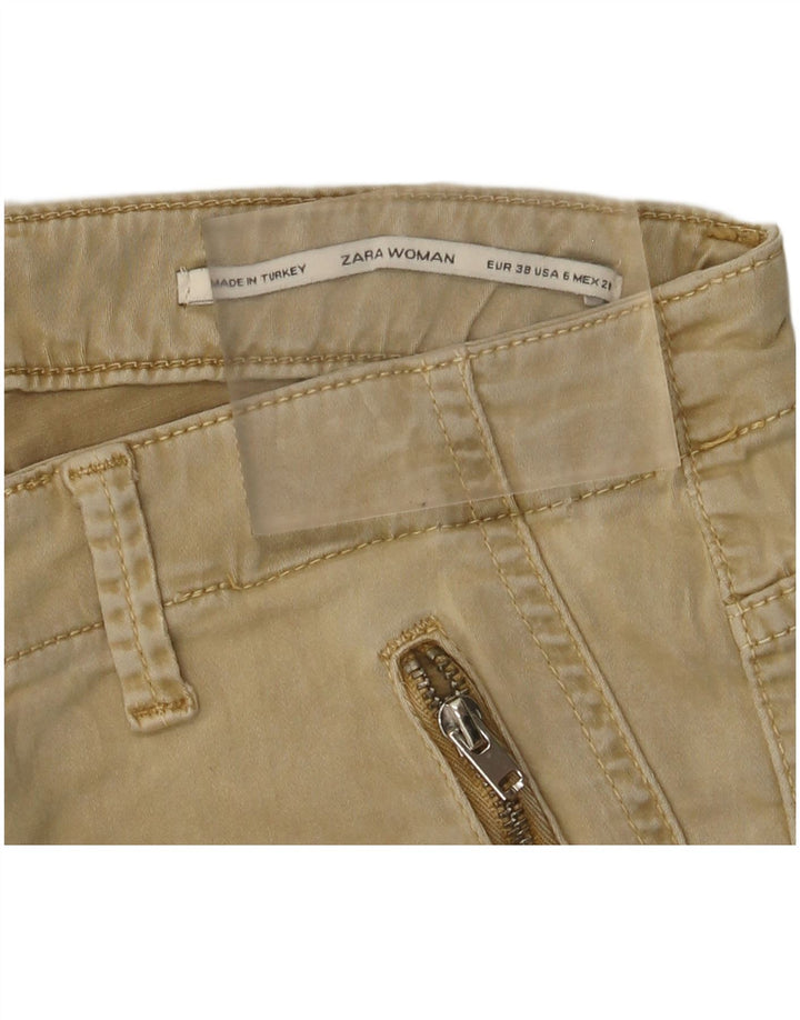 Zara Dame Slim Cargo Bukser EU 38 Small W28 L28 Beige