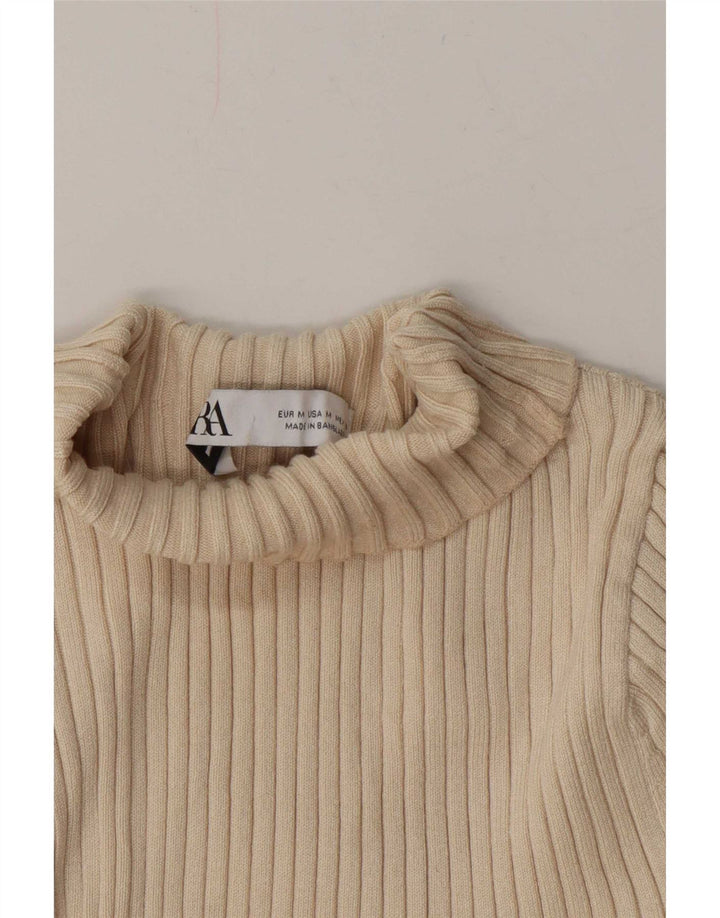 Zara Dame Turtle Neck Jumper Sweater UK 12 Medium Off White
