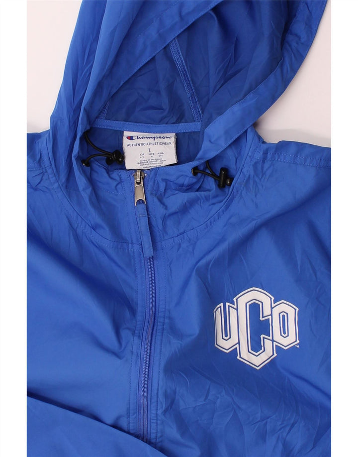 CHAMPION Mens Pullover Hooded Rain Jacket UK 40 Large Blue Polyester Vintage Champion and Second-Hand Champion from Messina Hembry 