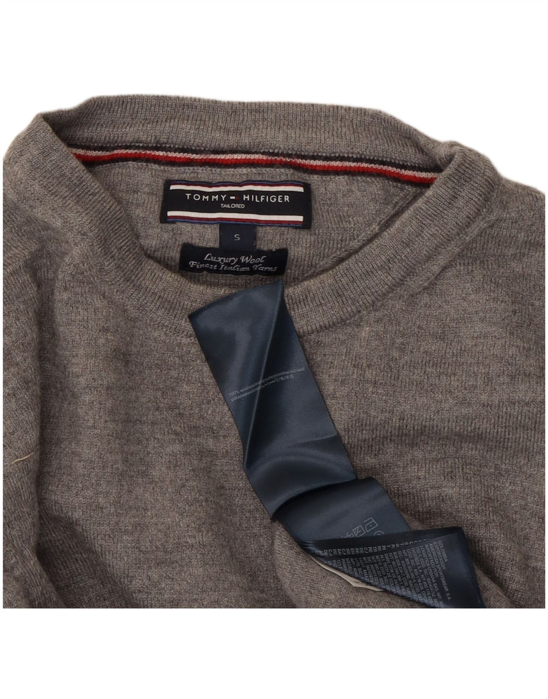 TOMMY HILFIGER skræddersyet sweater med rund hals til kvinder UK 10 lille grå