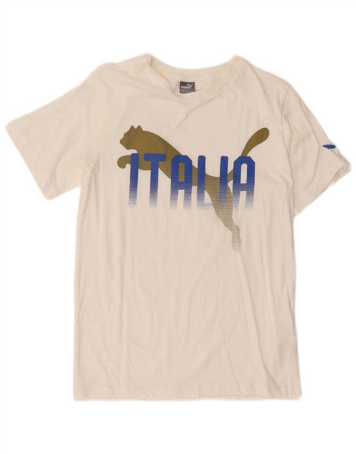 PUMA drenge grafisk t-shirt top 13-14 år hvid bomuld