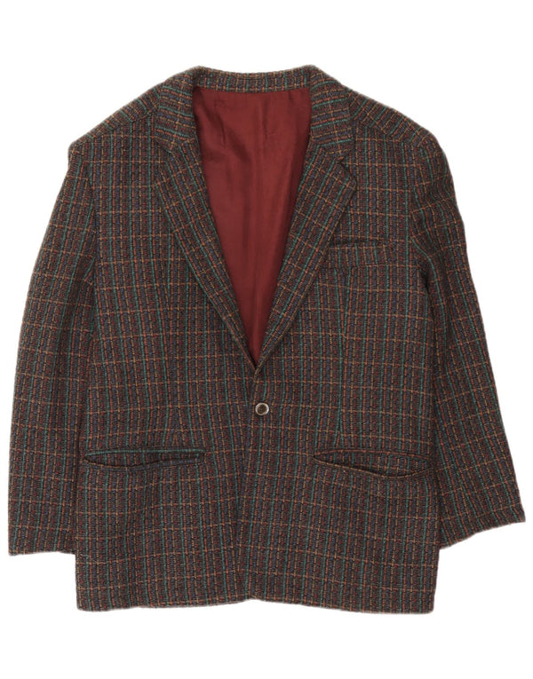 Carrera Mens 1 Button Blazer Jacket UK 38 Medium Grey Check Viscose