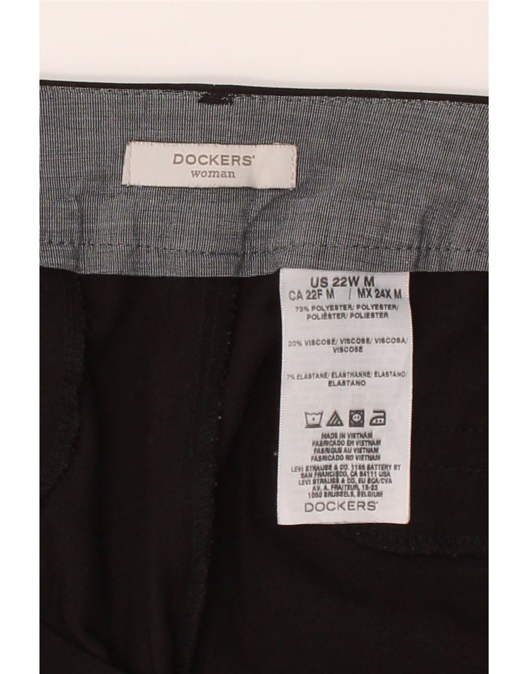 DOCKERS Womens Straight Casual Trousers W44 L30 Black Polyester Vintage Dockers and Second-Hand Dockers from Messina Hembry 