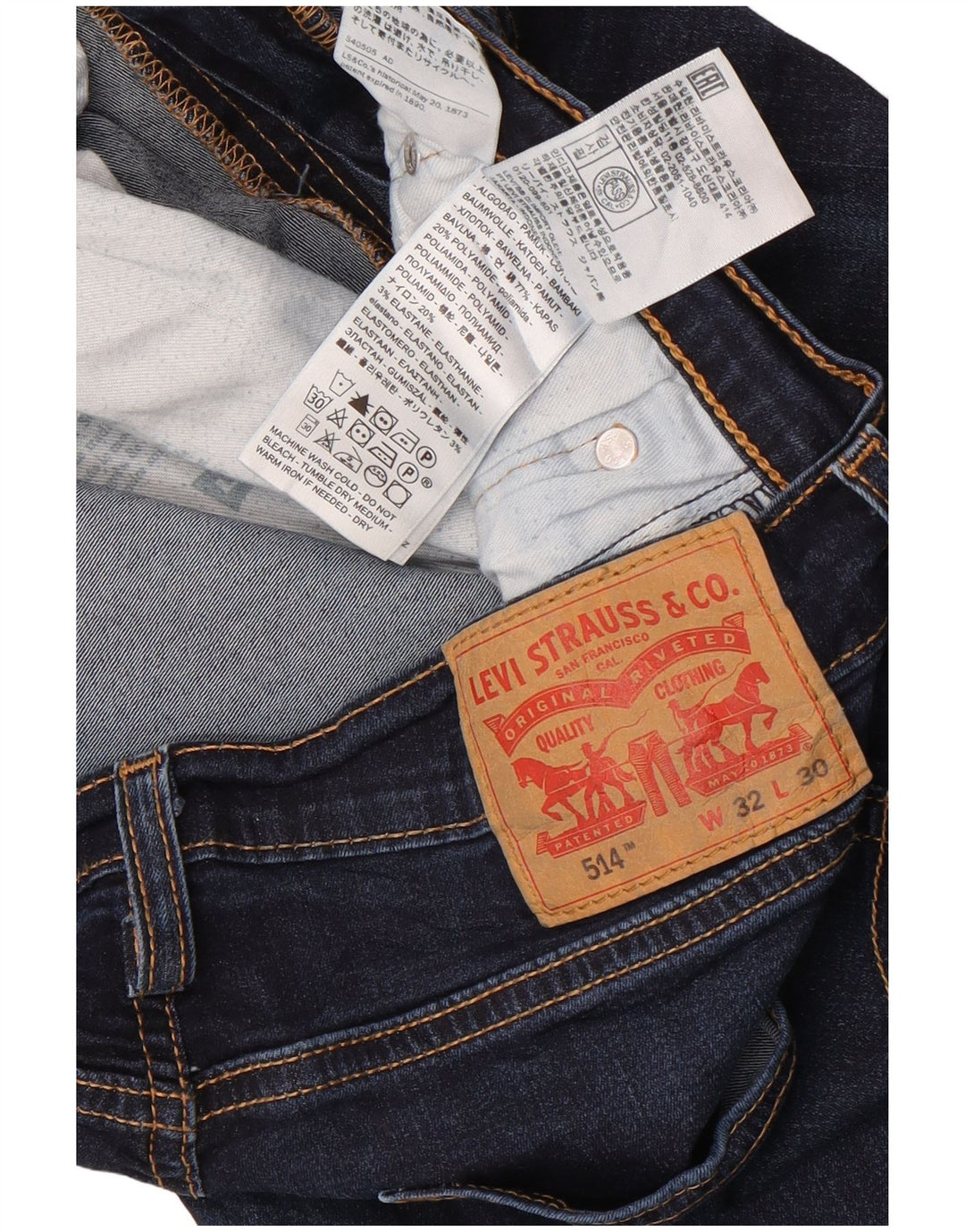 Levi's Herre 514 Straight Jeans W32 L30 Marineblå Bomuld