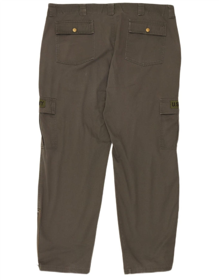 VINTAGE Mens Straight Cargo Trousers W44 L32 Khaki