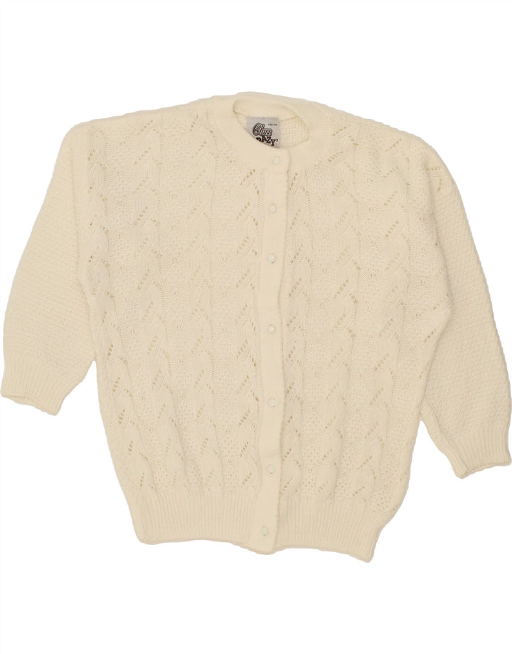 VINTAGE Womens 3/4 Sleeve Cardigan Sweater One Size White Vintage Vintage and Second-Hand Vintage from Messina Hembry 