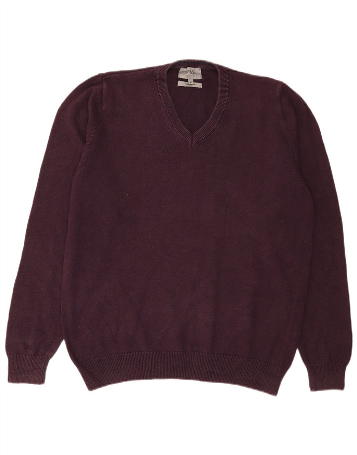 Marks & Spencer Herre V-hals sweater Medium Lilla Bomuld