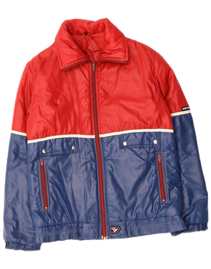 VINTAGE Mens Padded Jacket IT 48 Medium Red Colourblock Polyamide