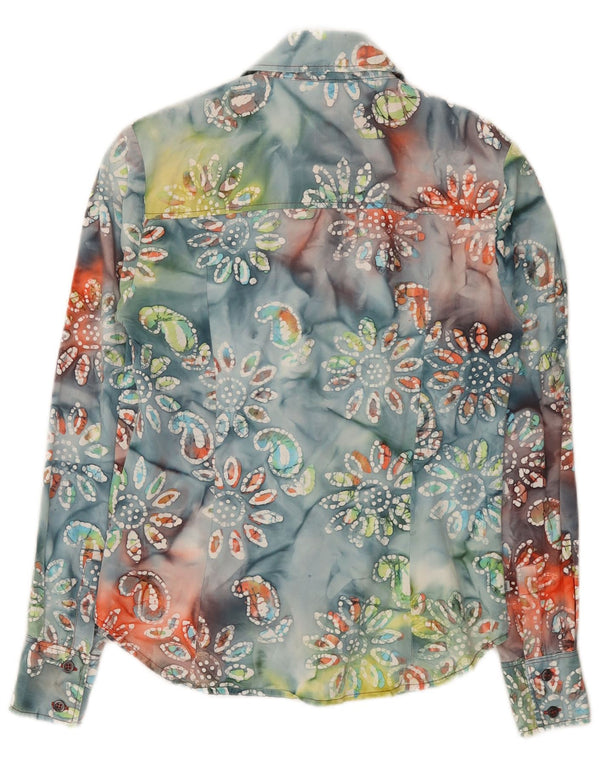 Think Pink Womens Shirt UK 10 Small Multicolored Floral Cotton