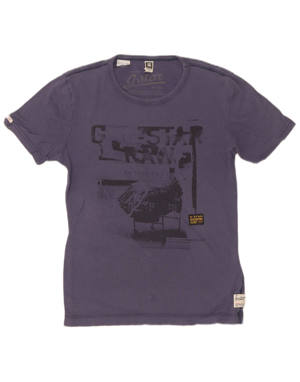 G-Star Dame Grafisk T-Shirt Top UK 10 Lille Lilla Bomuld