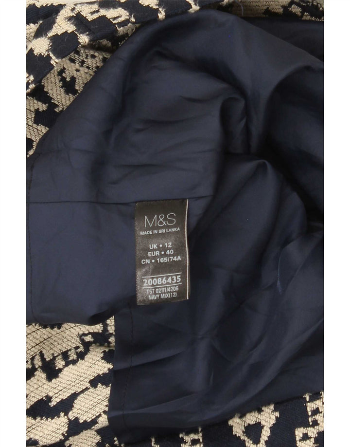 Marks & Spencer lige nederdel til kvinder UK 12 Medium 30 Marineblå Geometrisk
