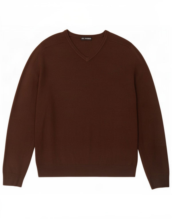 Marks & Spencer Herre V-hals sweater Stor brun akryl