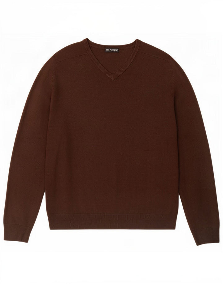 Marks & Spencer Herre V-hals sweater Stor brun akryl