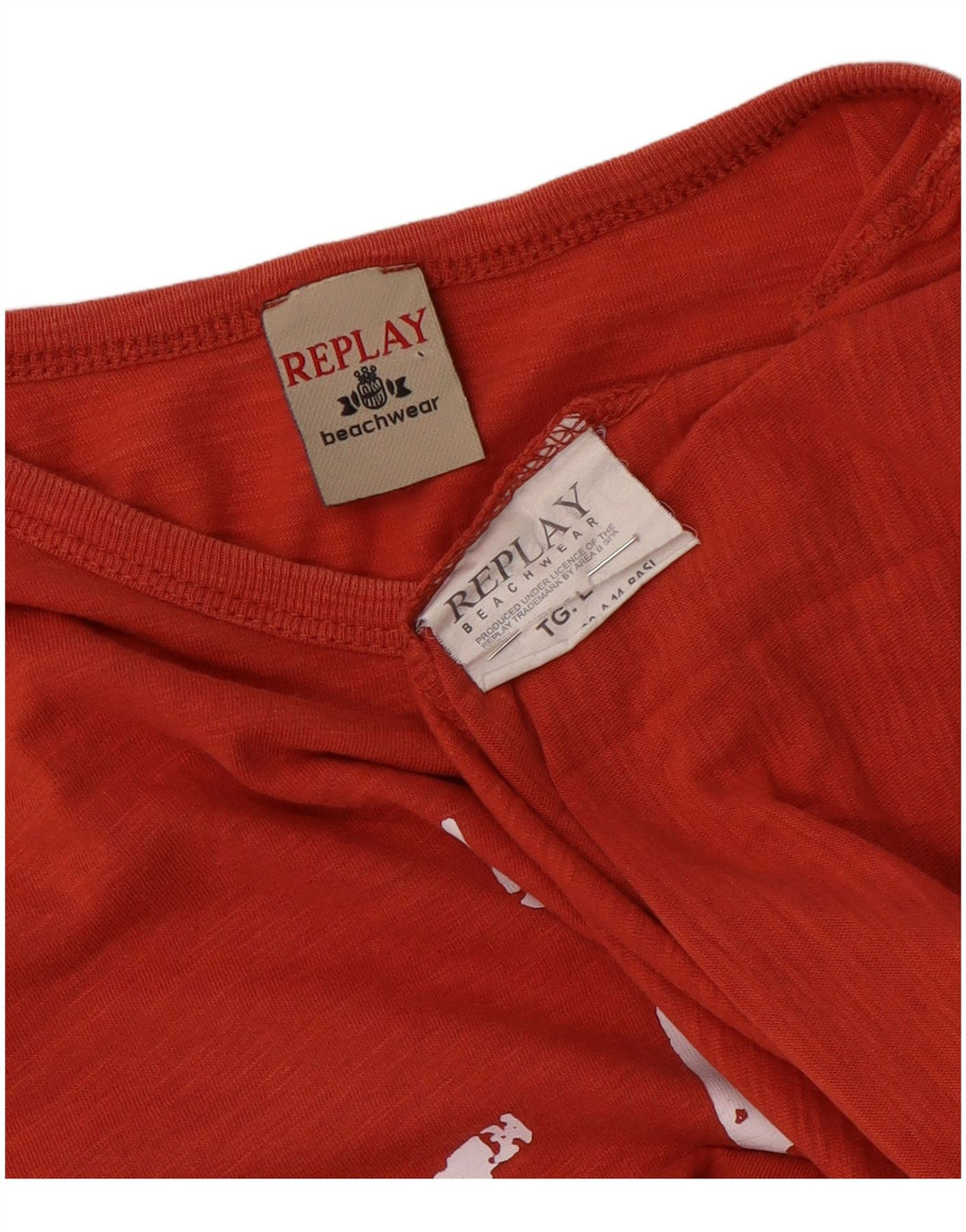 Replay Dame Grafisk T-Shirt Top UK 16 Large Red