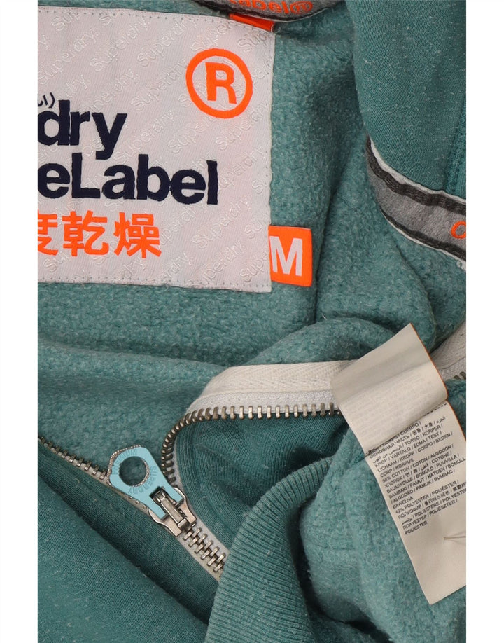 Superdry hættetrøje med lynlås til mænd mellemgrøn flækket bomuld