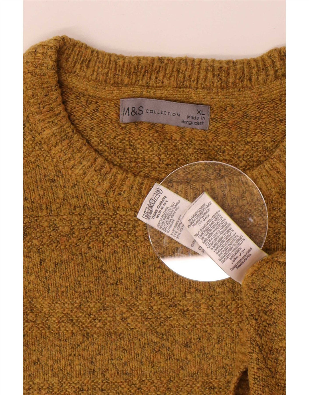 Marks & Spencer Herre sweater med rund hals XL Gul Flecked Acryl