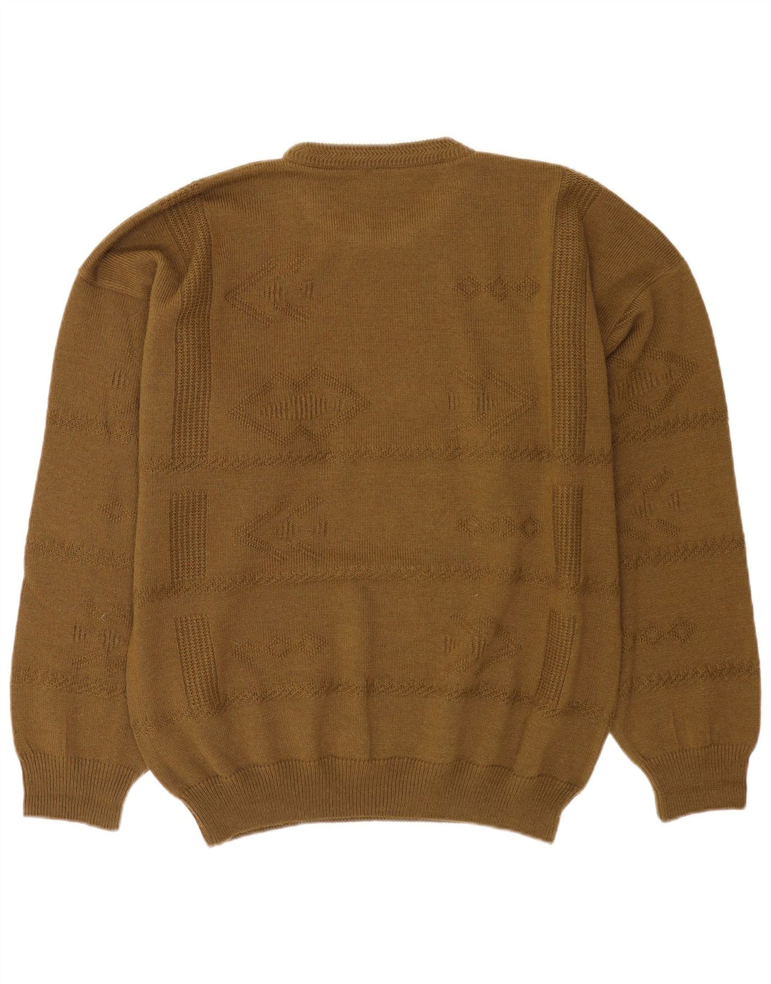 Vintage herre sweater med rund hals XL Khaki Wool