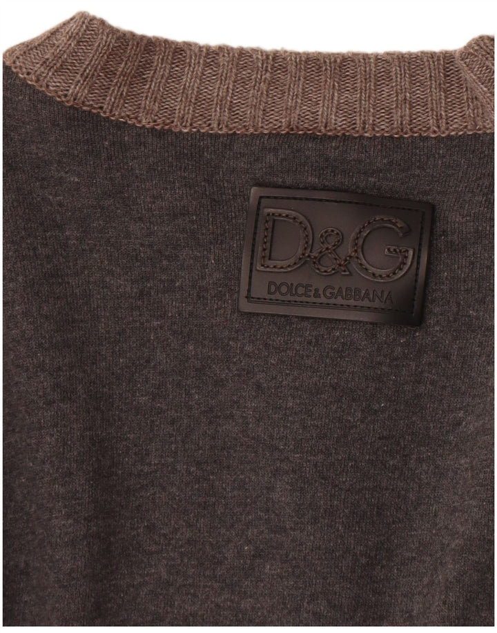 Dolce & Gabbana Herre Cardigan Sweater UK 10 Small Grey Colourblock Bomuld